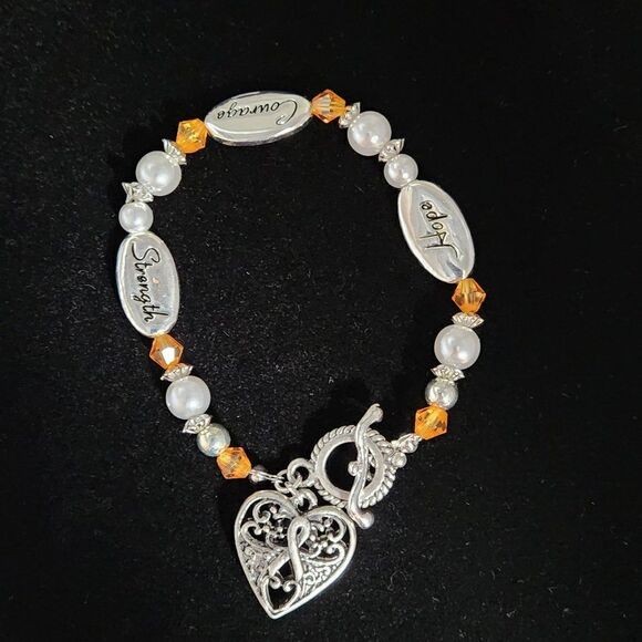 Multiple Sclerosis Awareness Bracelet Sterling Silver Plated MS - Picture 1 of 9